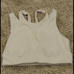 High neck yback train bra white size 8